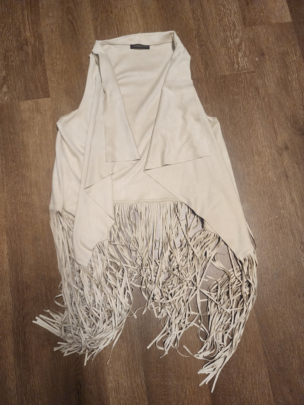Do everything in love Cream Fringe Sleeveless Drape Vest